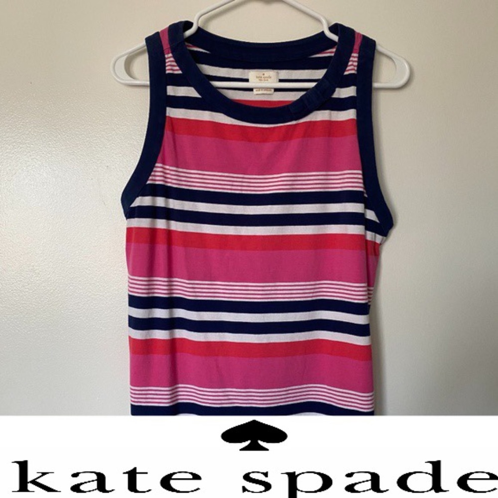 Kate Spade Striped Bow Sleeveless Cotton Top L